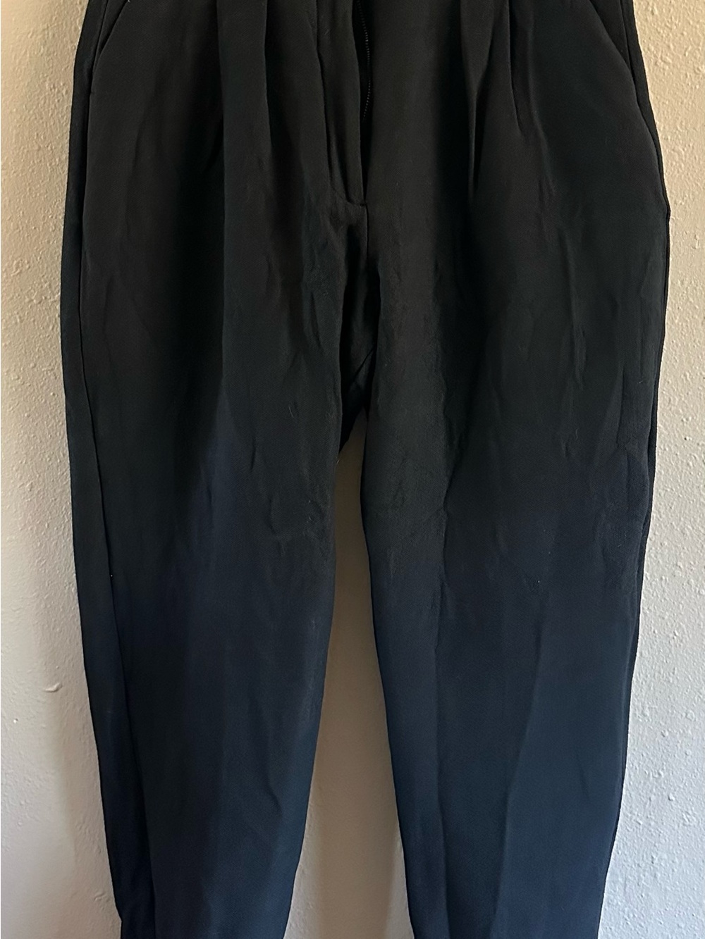 The Kooples Black Pleated Leather Trim Trousers - FR 38 (US 6)